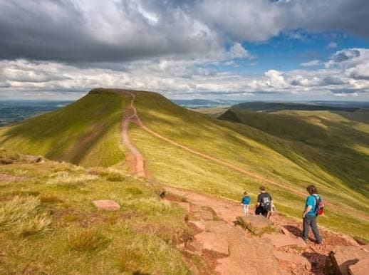 Hikers on the summit path to Pen y Fan
