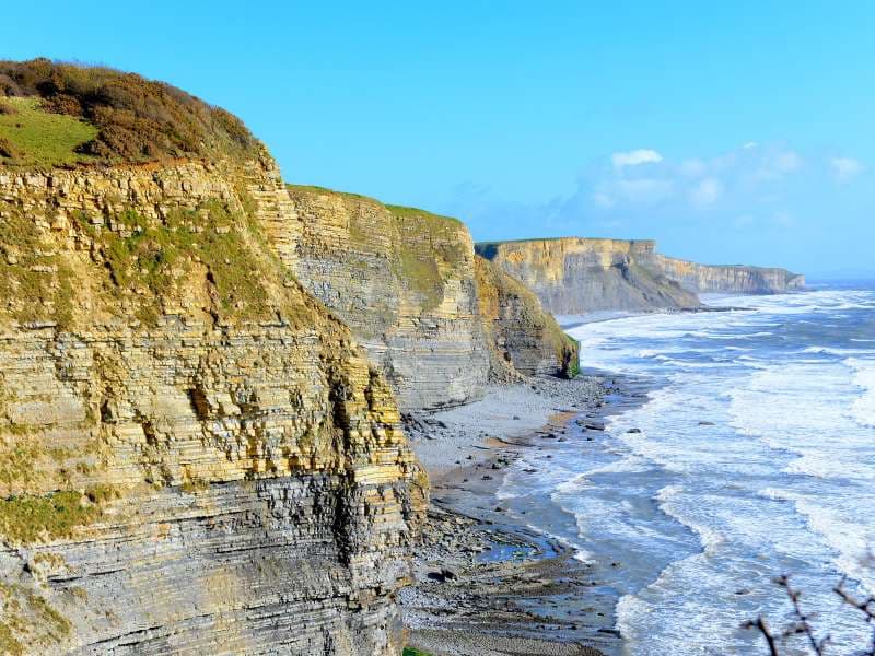 Layered limestone cliffs along the Heritage Coast near Southerndown