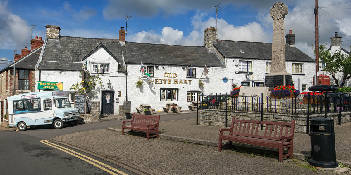 The Old White Hart pub in the historic centre of Llantwit Major